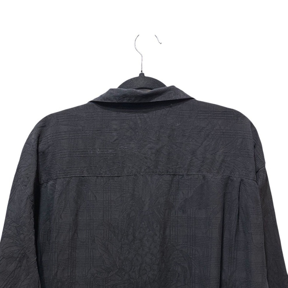Tommy Bahama 100% Silk Camp Shirt XL Black Tonal Jacquard Tropical Button Up - Picture 4 of 10